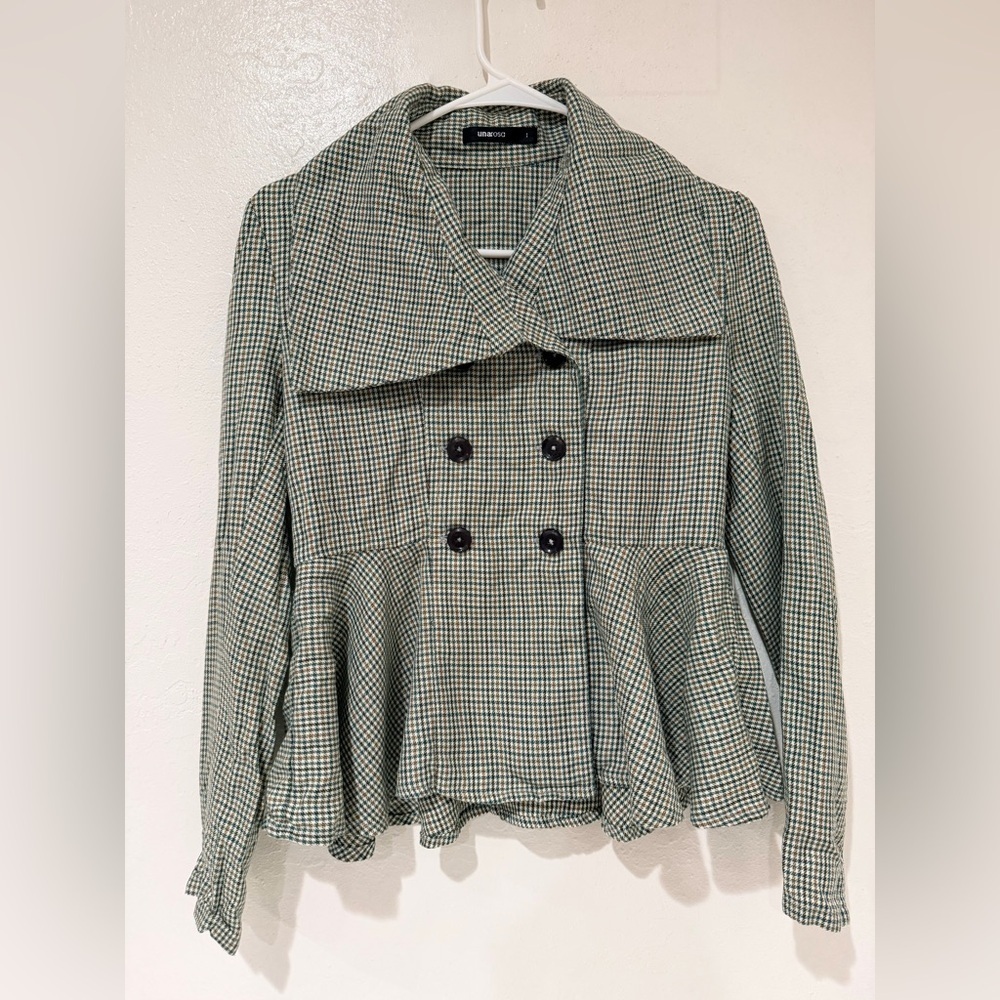 Una Rosa Green Checkered Women's Top size 1 (Small) Y2K - Picture 4 of 10